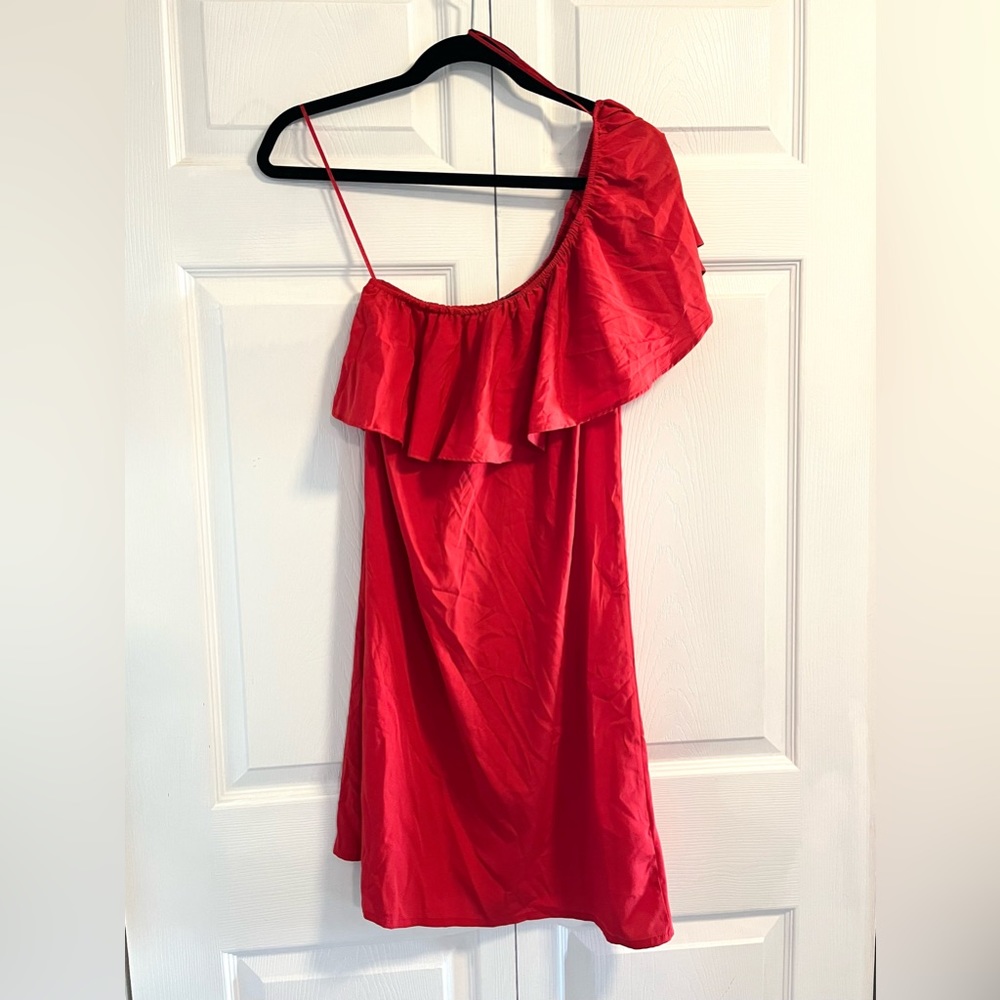 One Shoulder Red Atmosphere Cocktail Dress